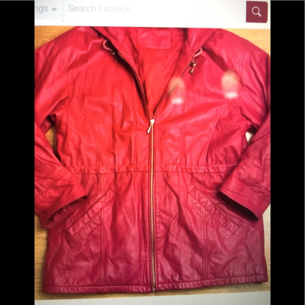 Red leather jacket size petite large